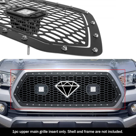 APS GR20LFC58L – Laser Cut Rivet Mesh With LED Light Bar Main Upper Black Grille