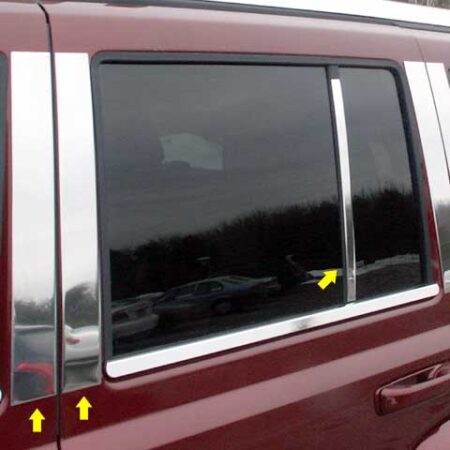 QAA PP46098 – Stainless Steel Pillar Trim 10-Piece – Fits 2006-2010 Jeep Commander