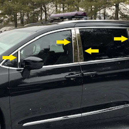QAA PP57752 – Stainless Steel Pillar Trim 8-Piece – Fits 2017-2023 Chrysler Pacifica