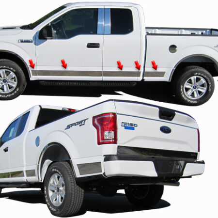 QAA TH55313 – Stainless Steel Rocker Panel Trim 12-Piece – Fits 2015-2020 Ford F-150